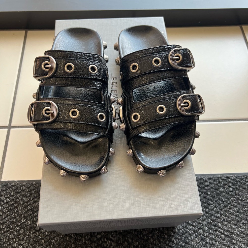 Balenciaga Cagole Studded Leather Sandal 👽 - Picture 3 of 12